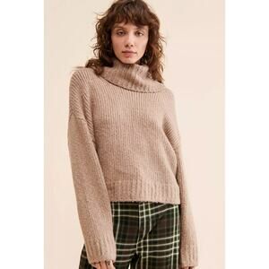 Pilcro Anthropologie Size Medium Tan Katie Turtleneck Knit Sweater